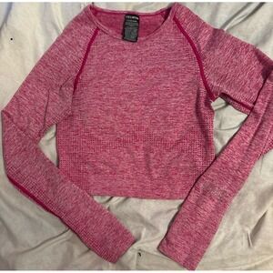 Victoria's‎ Secret PINK Active Pink Seamless Longsleeve Cropped Workout Top, S